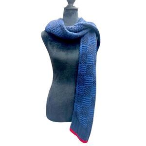 Auth Louis Vuitton LV Damien Echarpe Helsinki 100% Blue Cashmere Scarf Stole